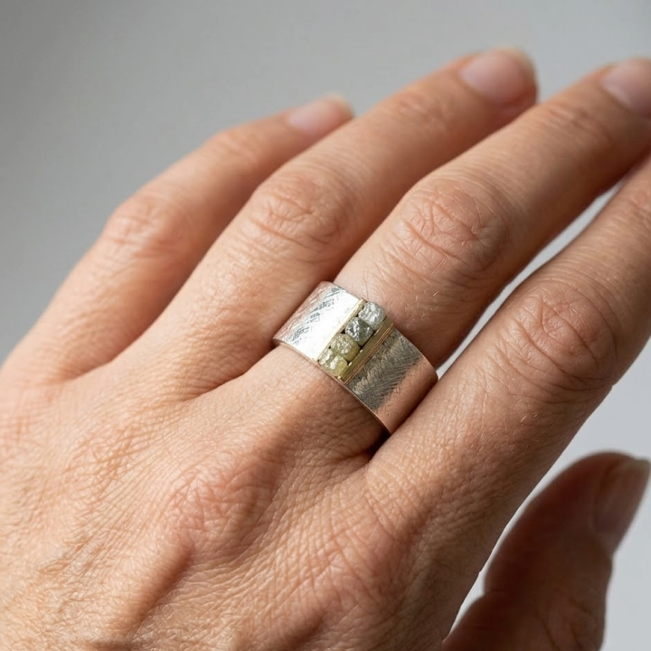 anillo 4 diamantes