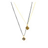 Gold pendant with rough diamond and silver chain