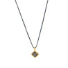 Gold pendant with rough diamond and silver chain