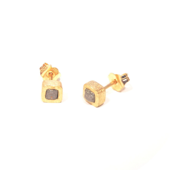 arracades, diamants, or groc, tanca pressió, diamants en brut,