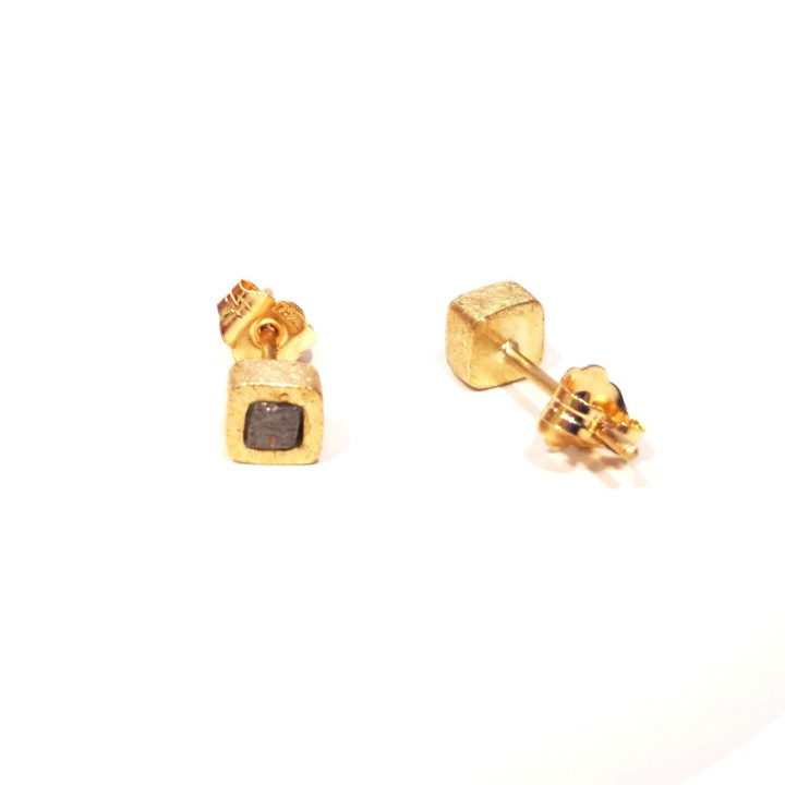 arracades, diamants, or groc, tanca pressió, diamants en brut,